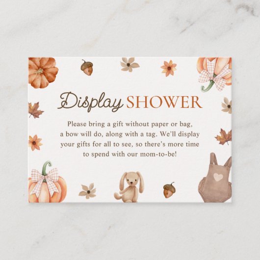 Little Pumpkin Herfst Baby shower Display Shower Informatiekaartje (Voorkant)