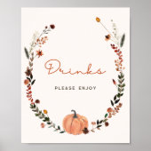Little Pumpkin Herfst Baby shower Drinken Poster (Voorkant)