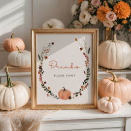 Little Pumpkin Herfst Baby shower Drinken Poster