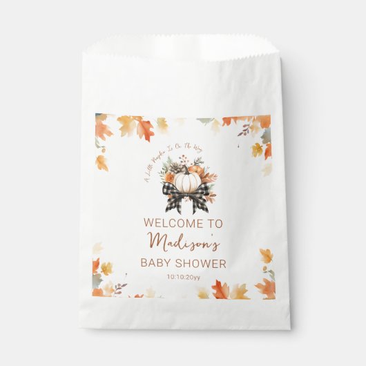Little Pumpkin Herfst Baby shower Floral & Plaid Bedankzakje (Voorkant)