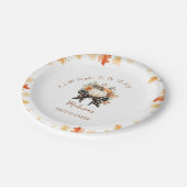 Little Pumpkin Herfst Baby shower Floral & Plaid Papieren Bordje (Gekanteld)