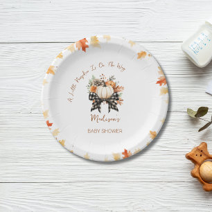 Little Pumpkin Herfst Baby shower Floral & Plaid Papieren Bordje
