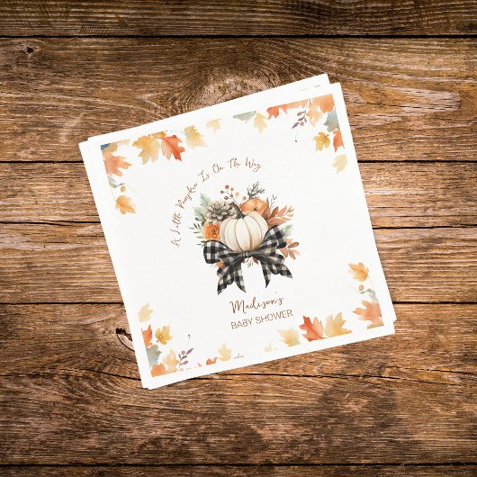 Little Pumpkin Herfst Baby shower Floral & Plaid Servet