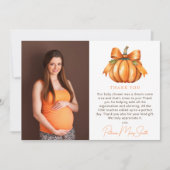 Little Pumpkin Herfst Baby shower Foto Bedankkaart (Voorkant)