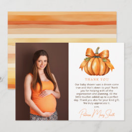 Little Pumpkin Herfst Baby shower Foto Bedankkaart