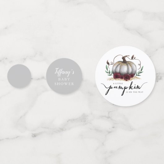 Little Pumpkin Herfst Baby shower Genderneutraal Confetti (Achterkanten)