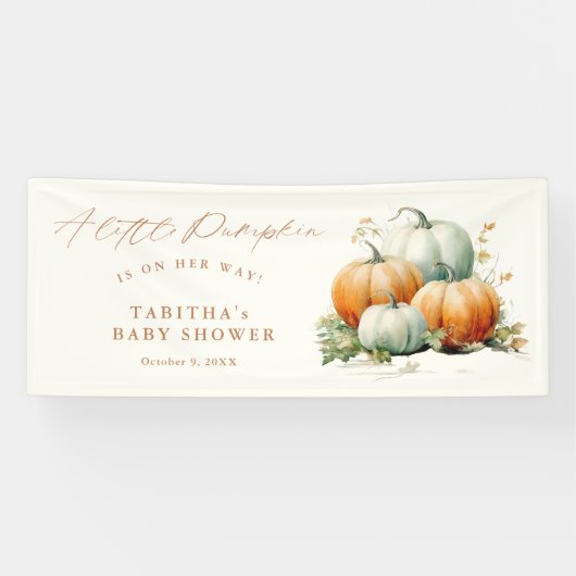Little Pumpkin Herfst Baby shower Genderneutraal Spandoek (Horizontaal)