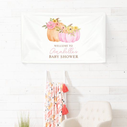Little Pumpkin Herfst Baby shower gepersonaliseerd Spandoek (Insitu)