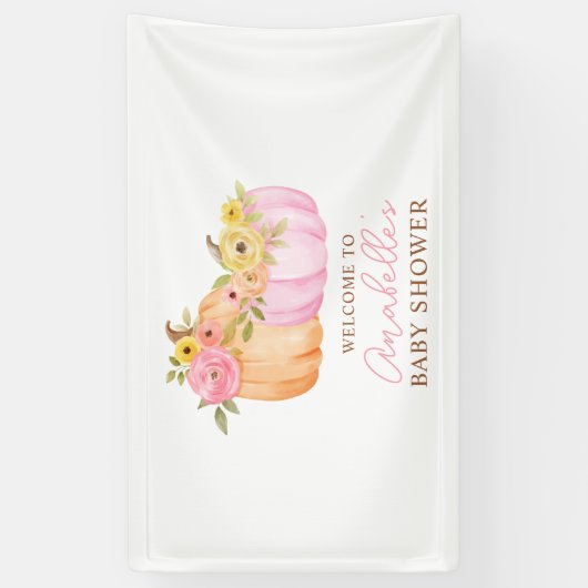 Little Pumpkin Herfst Baby shower gepersonaliseerd Spandoek (Verticaal)