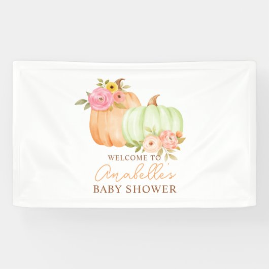 Little Pumpkin Herfst Baby shower gepersonaliseerd Spandoek (Horizontaal)
