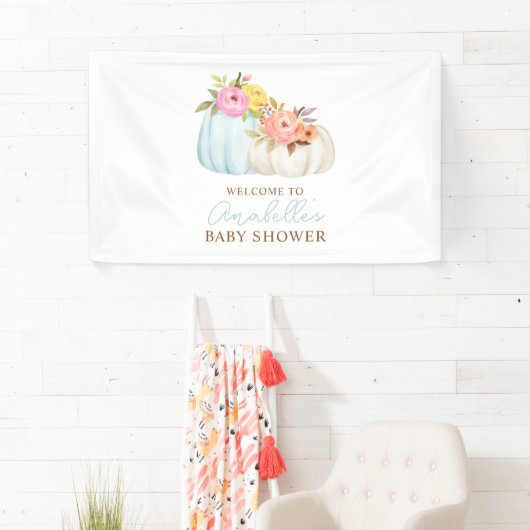 Little Pumpkin Herfst Baby shower gepersonaliseerd Spandoek (Insitu)