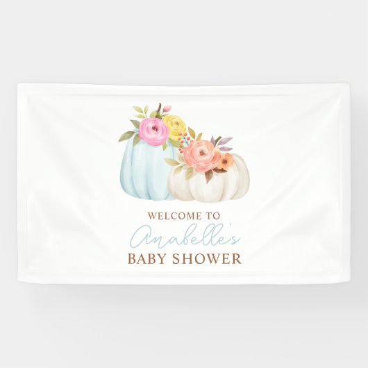 Little Pumpkin Herfst Baby shower gepersonaliseerd Spandoek (Horizontaal)