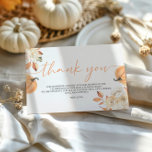 Little Pumpkin Herfst Baby shower Hartelijk dank Informatiekaartje<br><div class="desc">Introductie van onze "Little Pumpkin" Herfst Baby shower bedankpas, ontworpen om uw dankbaarheid uit te drukken met seizoensgebonden charme. Deze kaart heeft een schattig pompoenthema, ideaal voor het verzenden van oprechte bedankt naar uw gasten voor hun doordachte geschenken en aanwezigheid. Met zijn warme herfstkleuren en uitnodigende vormgeving geeft deze bedankkaart...</div>