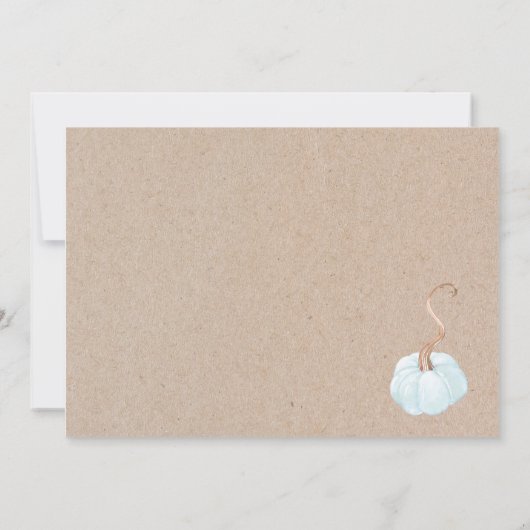 Little Pumpkin Herfst Baby shower Invitation Boy Kaart (Achterkant)