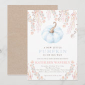 Little Pumpkin Herfst Baby shower Invitation Boy Kaart (Voorkant / Achterkant)