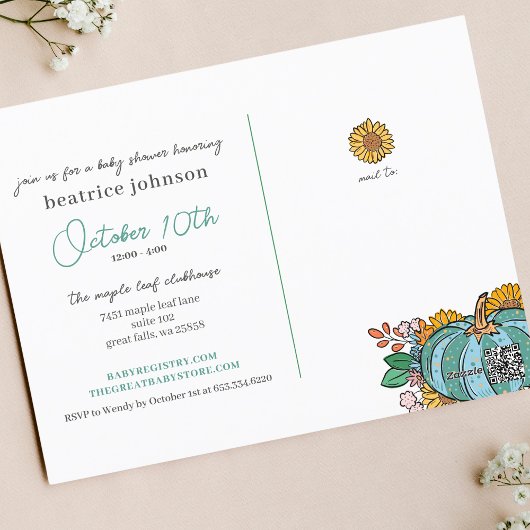 Little Pumpkin Herfst Baby shower Invitation Briefkaart