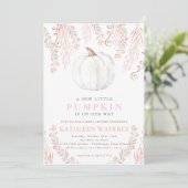 Little Pumpkin Herfst Baby shower Invitation Girl Kaart (Staand voorkant)