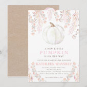 Little Pumpkin Herfst Baby shower Invitation Girl Kaart (Voorkant / Achterkant)