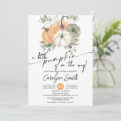 Little Pumpkin Herfst Baby shower Invitation Kaart (Staand voorkant)
