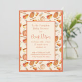 Little Pumpkin Herfst Baby shower Invitation Kaart (Staand voorkant)