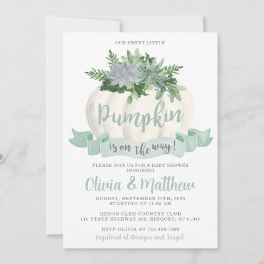 Little Pumpkin Herfst Baby shower Invitation Kaart (Voorkant)