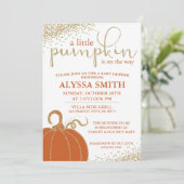 Little Pumpkin Herfst Baby shower Invitation Kaart (Staand voorkant)