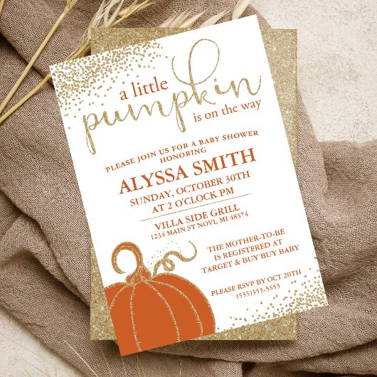 Little Pumpkin Herfst Baby shower Invitation Kaart