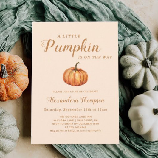 Little Pumpkin Herfst Baby shower Kaart