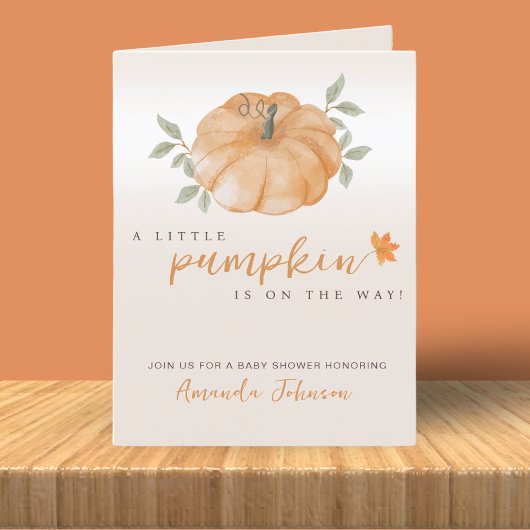 Little Pumpkin Herfst Baby shower Oranje Uitnodigi Aankondiging