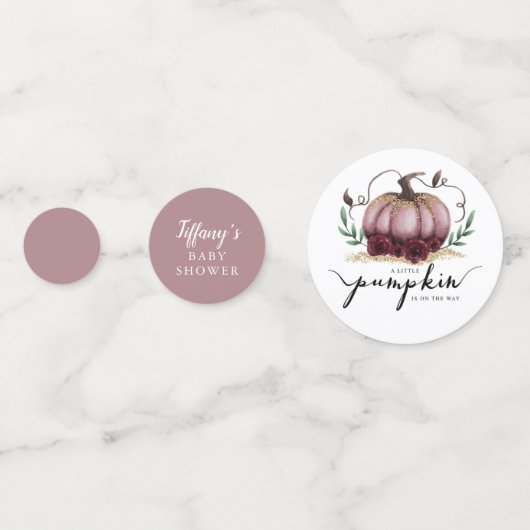 Little Pumpkin Herfst Baby shower Roze Confetti (Achterkanten)