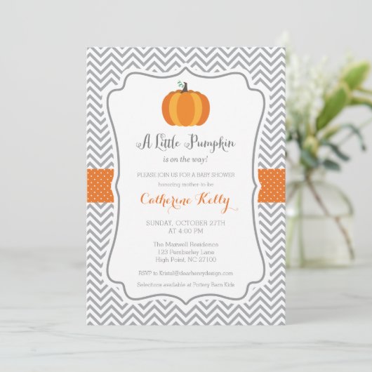Little Pumpkin Herfst Baby shower, Sinaasappel Neu Kaart (Staand voorkant)