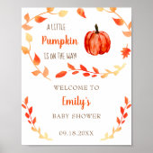 Little Pumpkin Herfst Baby shower Welcome Sign Cut Poster (Voorkant)