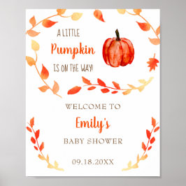 Little Pumpkin Herfst Baby shower Welcome Sign Cut Poster