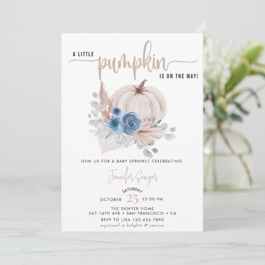 Little Pumpkin | Herfst Baby Sprinkle Kaart (Staand voorkant)