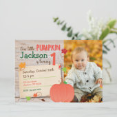 Little Pumpkin Herfst Birthday Invitation Kaart (Staand voorkant)