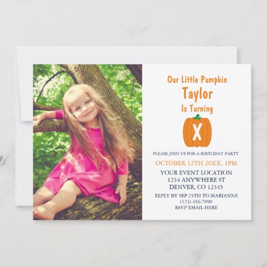 Little Pumpkin Herfst Birthday Kaart (Voorkant)