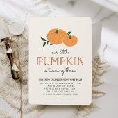 Little Pumpkin Herfst Birthday Party Invitation Kaart