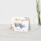 Little Pumpkin Herfst Blauw  Truck Baby shower Bedankkaart (Voorkant)