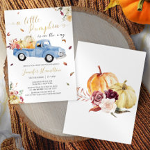 Little Pumpkin Herfst Blauw  Truck Baby shower