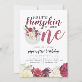 Little Pumpkin Herfst Bloemen Eerste Verjaardag Pa Kaart