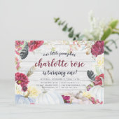 Little Pumpkin | Herfst Bloemen Verjaardagsfeest Kaart (Staand voorkant)