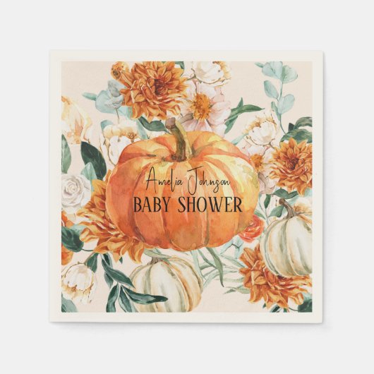 Little Pumpkin Herfst bloemenherfst Baby shower Servet (Voorkant)