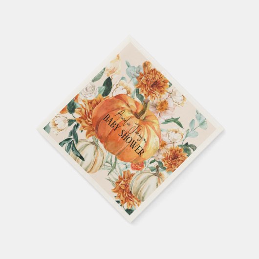 Little Pumpkin Herfst bloemenherfst Baby shower Servet (Hoek)