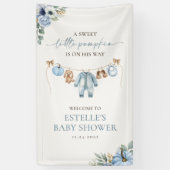 Little Pumpkin Herfst Blue Boy Baby shower Welkom Spandoek (Verticaal)