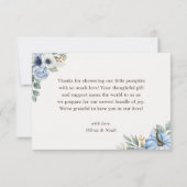 Little Pumpkin Herfst Blue Floral Boy Baby shower Bedankkaart (Achterkant)