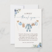 Little Pumpkin Herfst Blue Floral Boy Baby shower Bedankkaart (Voorkant)