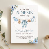 Little Pumpkin Herfst Blue Floral Boy Baby shower Kaart