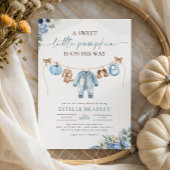 Little Pumpkin Herfst Blue Floral Boy Baby shower Kaart