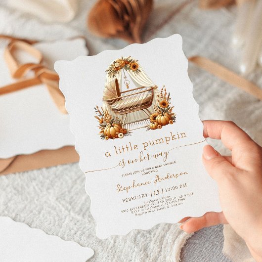 Little Pumpkin Herfst Boho Girl Baby shower Kaart