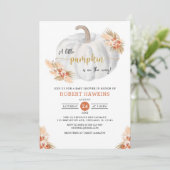 Little Pumpkin Herfst Boho Pampas Grass Baby showe Kaart (Staand voorkant)
